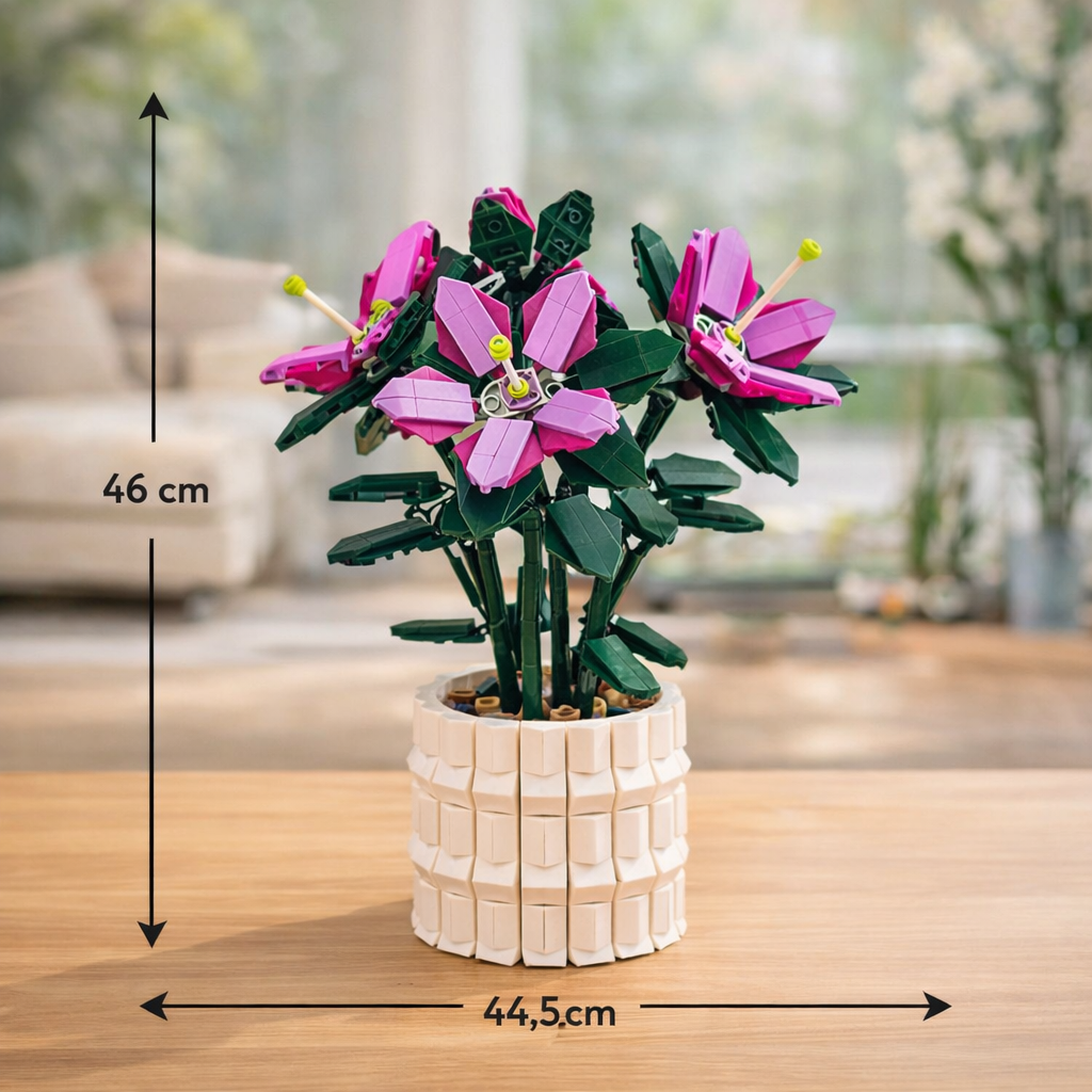 KLOCKI LILIA W DONICZCE 1189 EL. KWIATY 3D ZESTAW DEKORACYJNY PREZENT