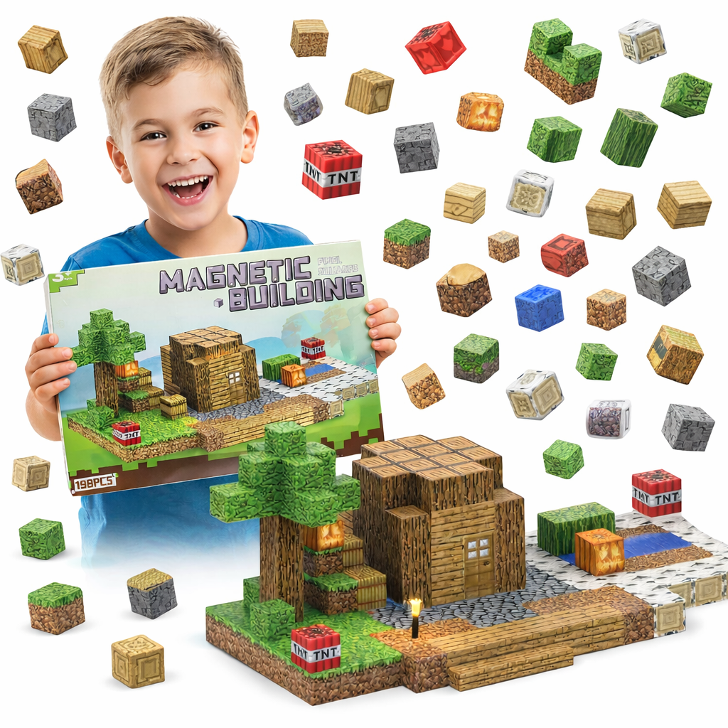 KLOCKI MAGNETYCZNE DOM STEVE’A W MIEŚCIE 198 EL INSPIOWANE MINECRAFT PREZENT