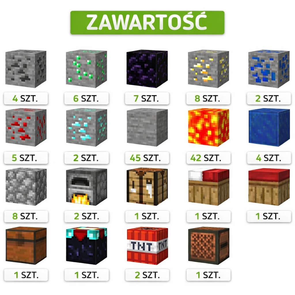 KONSTRUKTOR MAGNETYCZNY MINECRAFT JASKINIA Z LAWĄ 147 EL KLOCKI 3D ZABAWKA