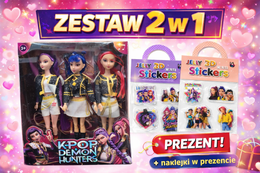 ZESTAW 3 LALEK KPOP DEMON HUNTERS 30 CM + LOSOWE NAKLEJKI DLA DZIECKA