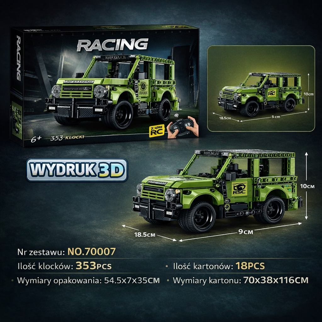 KLOCKI AUTO TERENOWE ZDALNIE STEROWANE RACING 353 EL. ZABAWKI DLA DZIECI