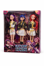 ZESTAW 3 LALEK KPOP DEMON HUNTERS 30 CM + LOSOWE NAKLEJKI DLA DZIECKA