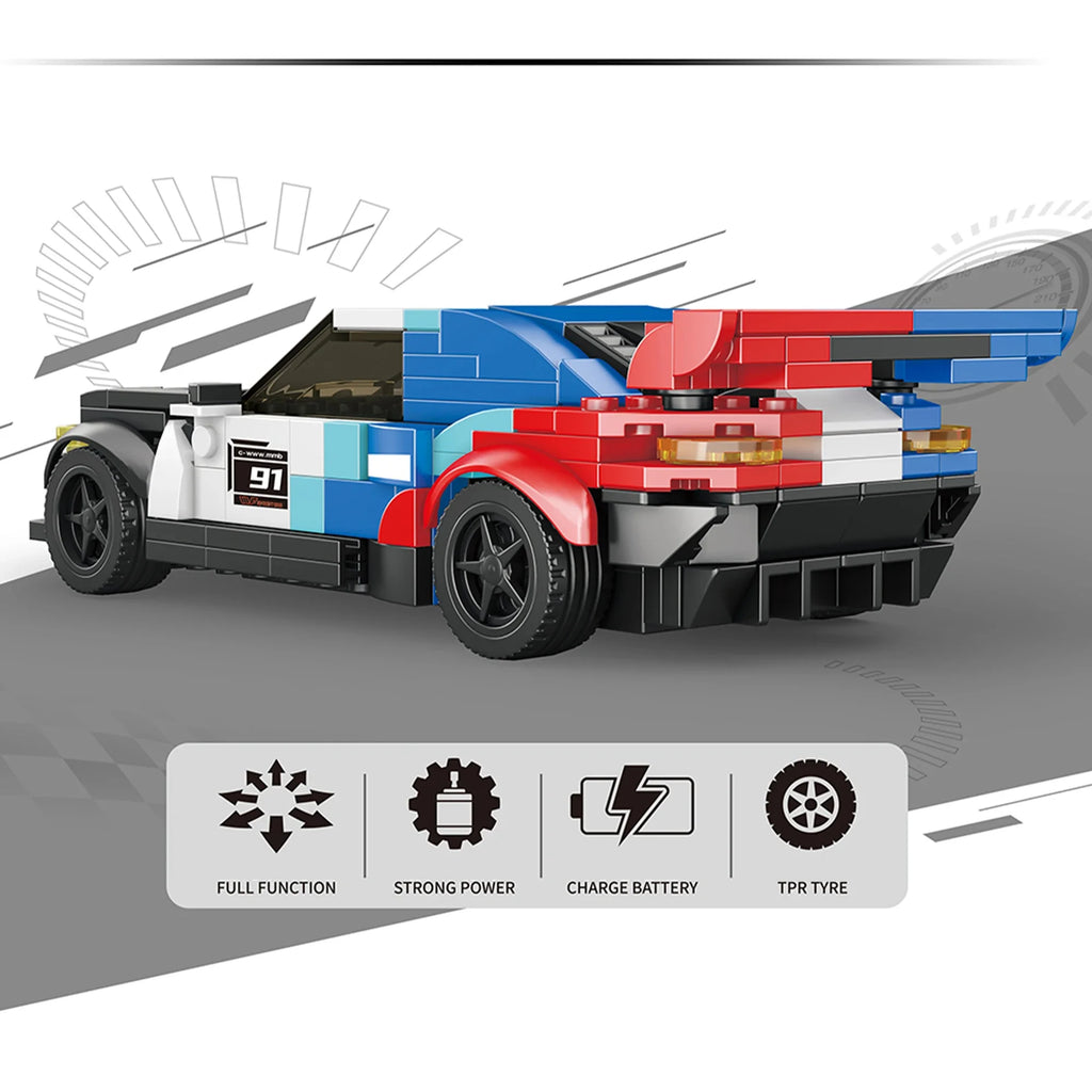 ZDALNIE STEROWANY SAMOCHÓD Z KLOCKÓW RC SPORTOWE AUTO 1:20 (243 EL.)