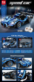 KLOCKI AUTO ZDALNIE STEROWANE SPEED CAR NIEBIESKI 301 EL. ZABAWKI
