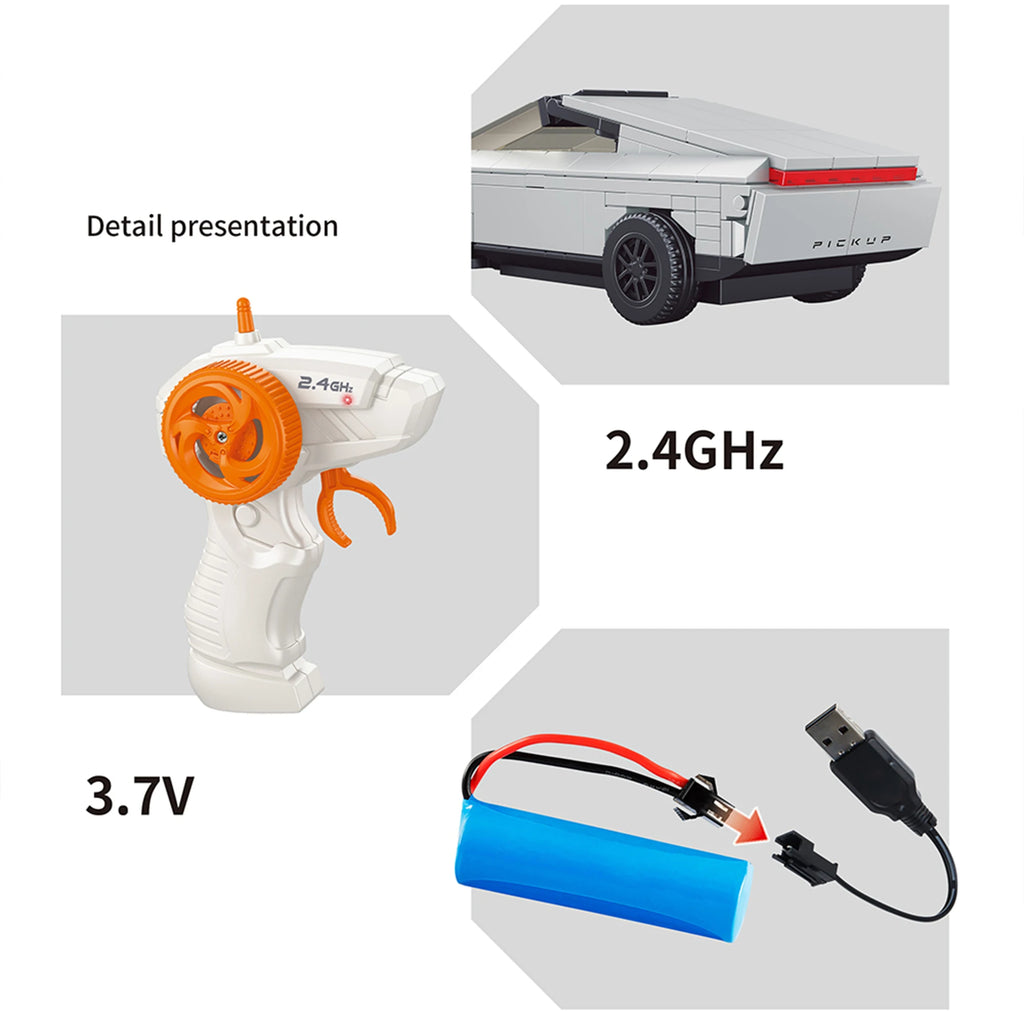 ZDALNIE STEROWANY SAMOCHÓD Z KLOCKÓW PICKUP CYBERTRUCK STYLE 242 EL.1:20