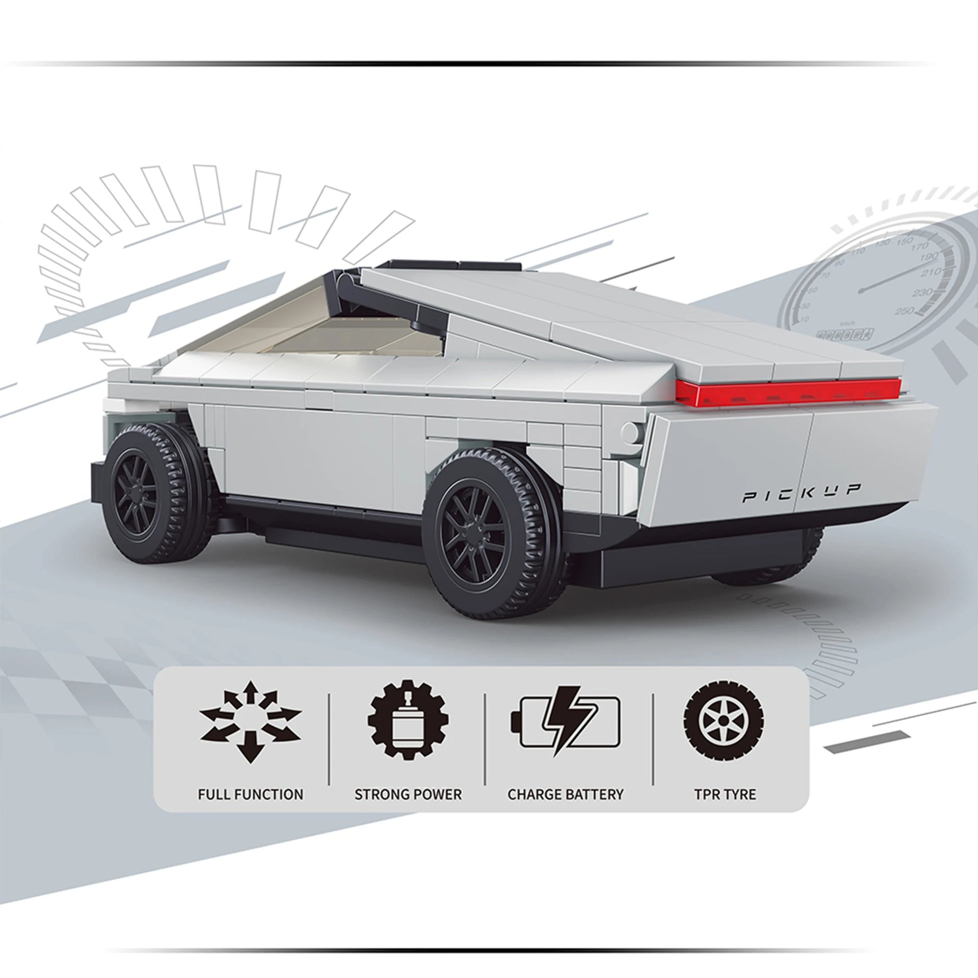 ZDALNIE STEROWANY SAMOCHÓD Z KLOCKÓW PICKUP CYBERTRUCK STYLE 242 EL.1:20