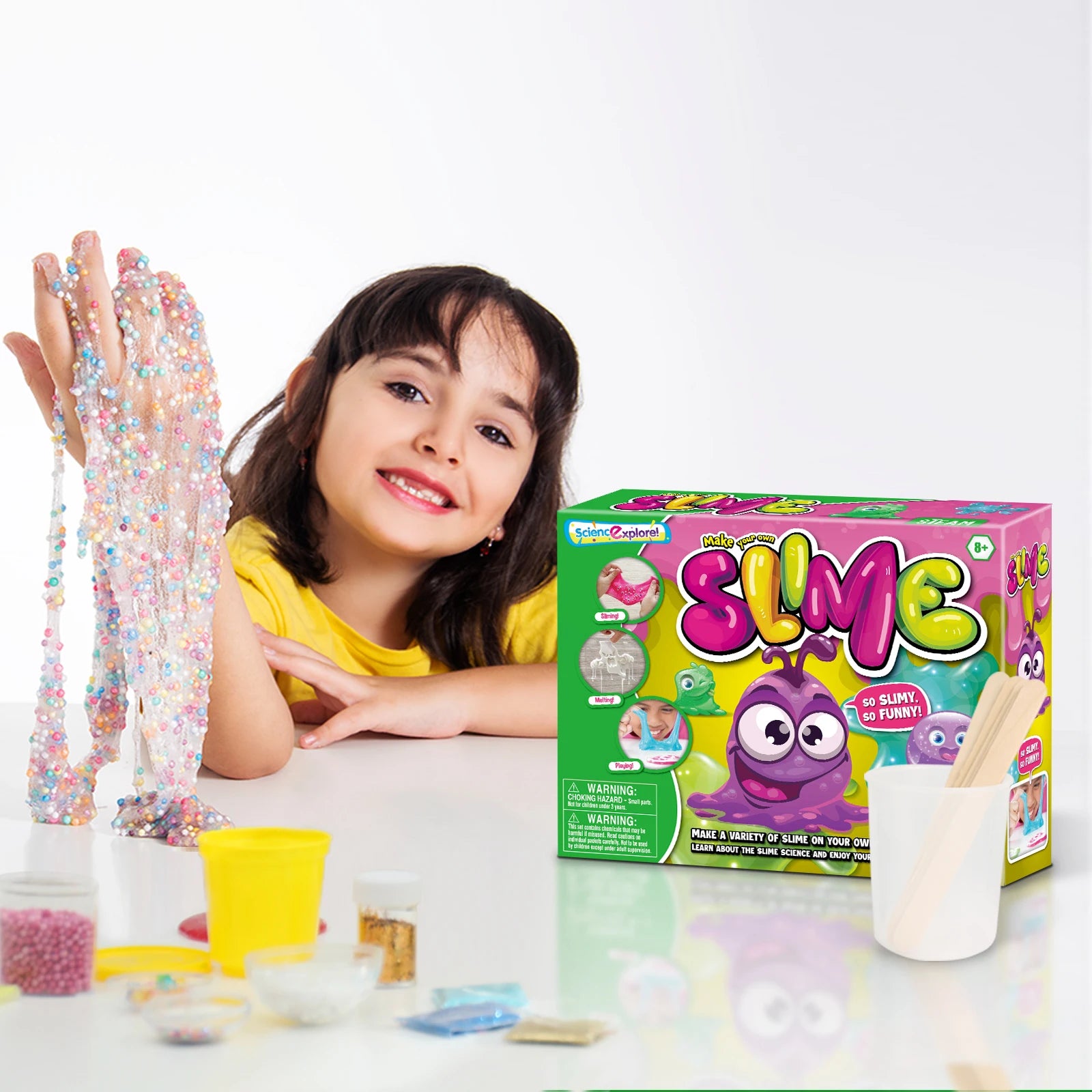 ZESTAW DO ROBIENIA SLIME DLA DZIECI DIY AKCESORIA ZABAWA SENSORYCZNA STEAM