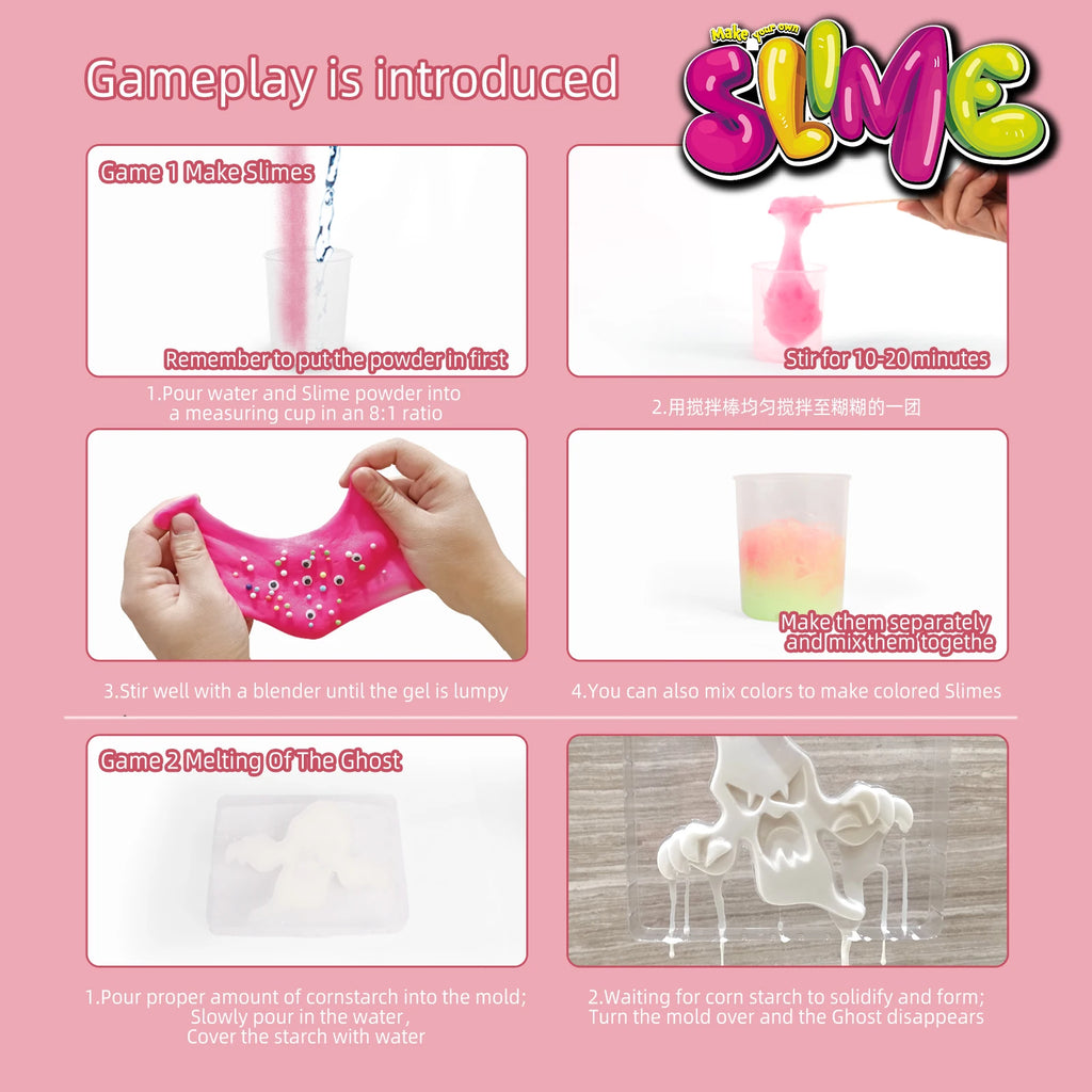 ZESTAW DO ROBIENIA SLIME DLA DZIECI DIY AKCESORIA ZABAWA SENSORYCZNA STEAM