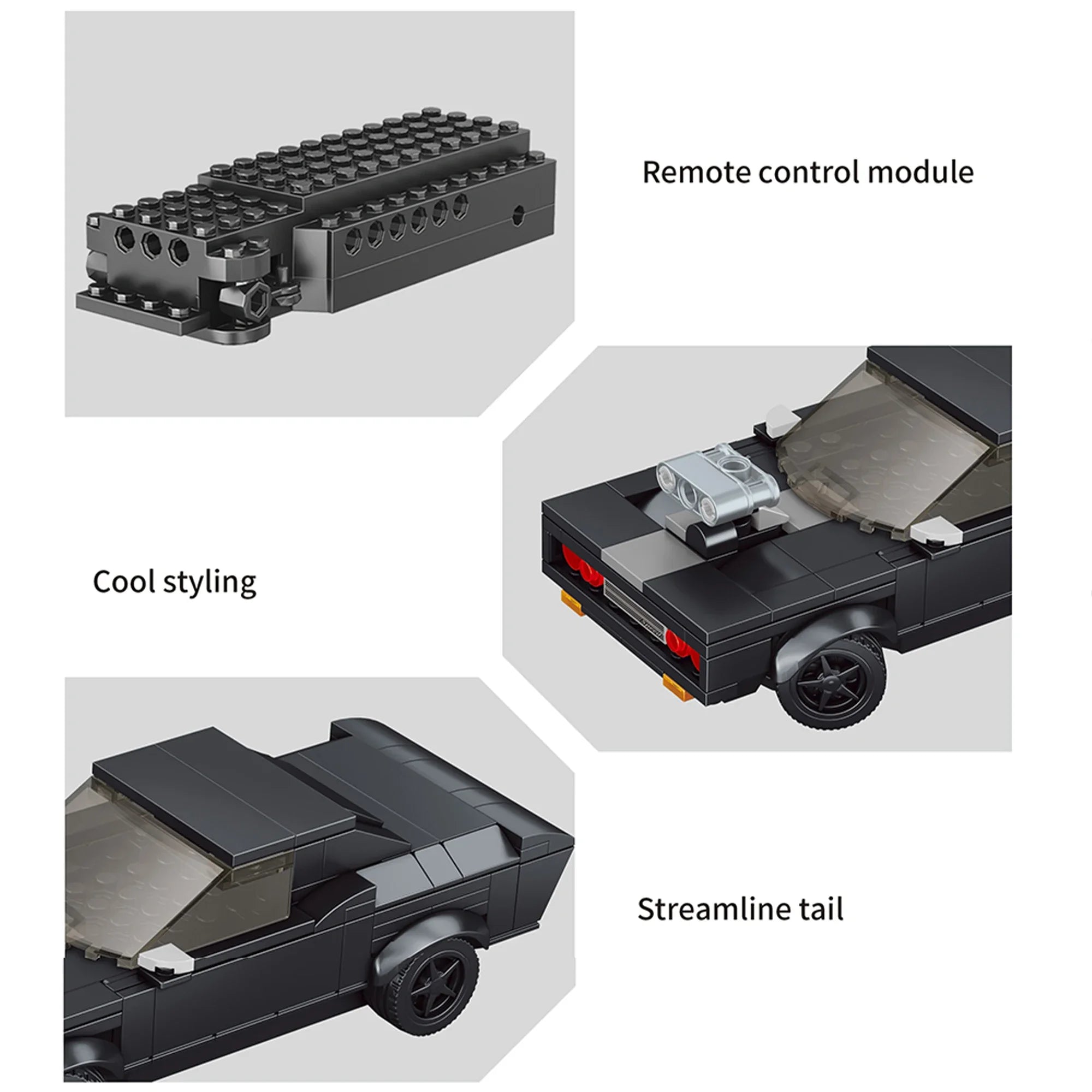 BLOCK RC CAR CZARNY SPORTOWY STEROWANY SAMOCHÓD Z KLOCKÓW, 249 EL., 1:20