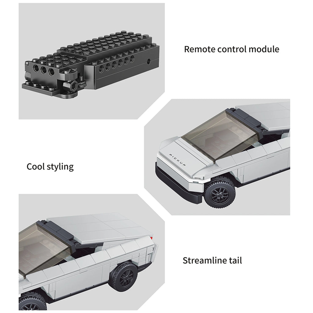 ZDALNIE STEROWANY SAMOCHÓD Z KLOCKÓW PICKUP CYBERTRUCK STYLE 242 EL.1:20