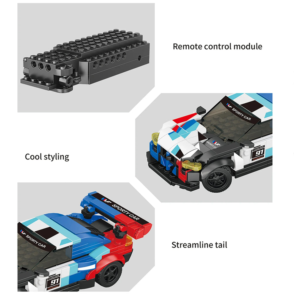 ZDALNIE STEROWANY SAMOCHÓD Z KLOCKÓW RC SPORTOWE AUTO 1:20 (243 EL.)