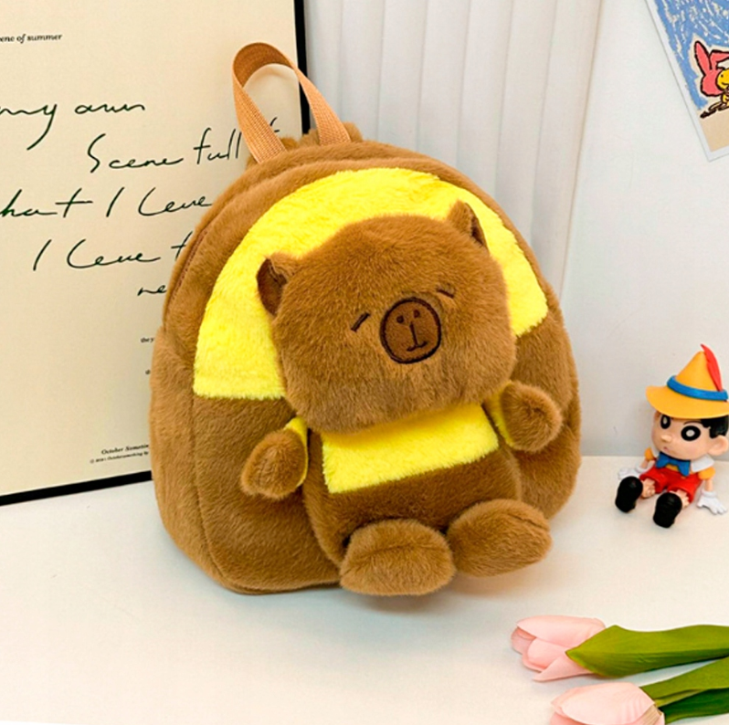 ŻÓŁTY PLECAK KAPIBARA MIĘKKI PLUSZOWA TORBA PLECACZEK 35cm PLUSZ DO SZKOŁY