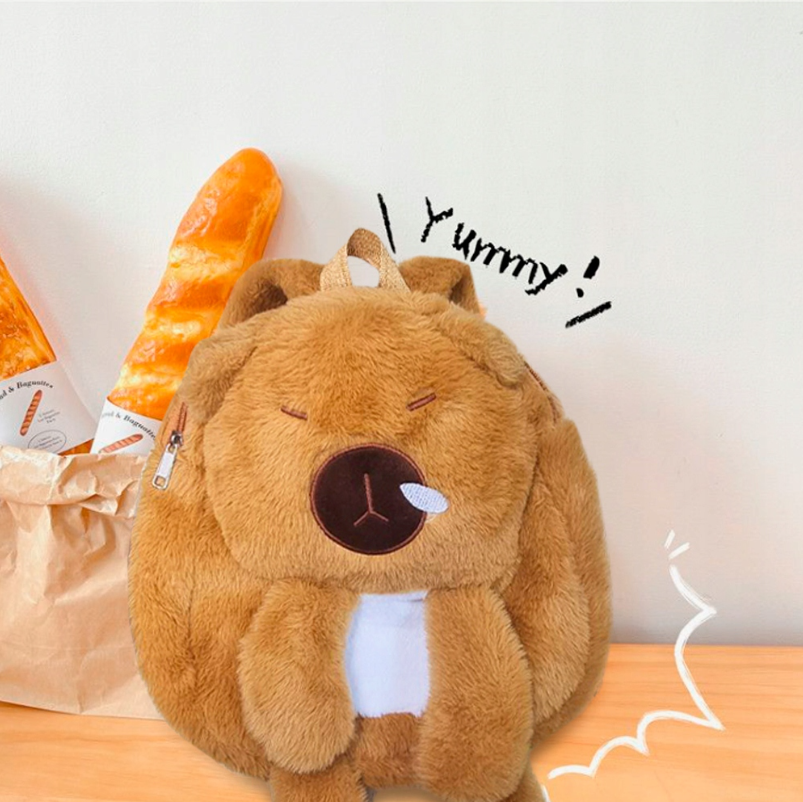 Pluszowa plecak kapibara miękki pluszowa torba plecaczek dwie kieszenie