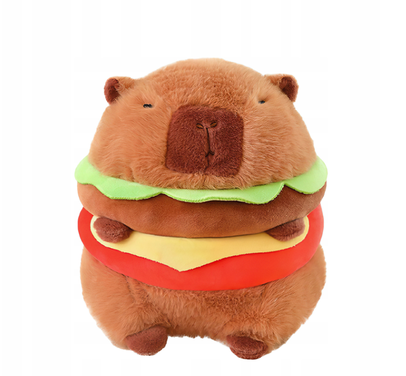 KAPIBARA MASKOTKA PLUSZ CAPIBARA BURGER PLUSZ MIĘKKA ZABAWKA PREZENT 30CM
