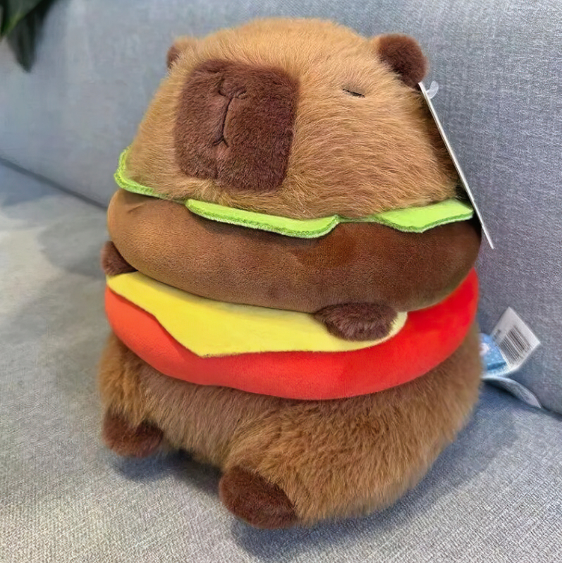KAPIBARA MASKOTKA PLUSZ CAPIBARA BURGER PLUSZ MIĘKKA ZABAWKA PREZENT 30CM