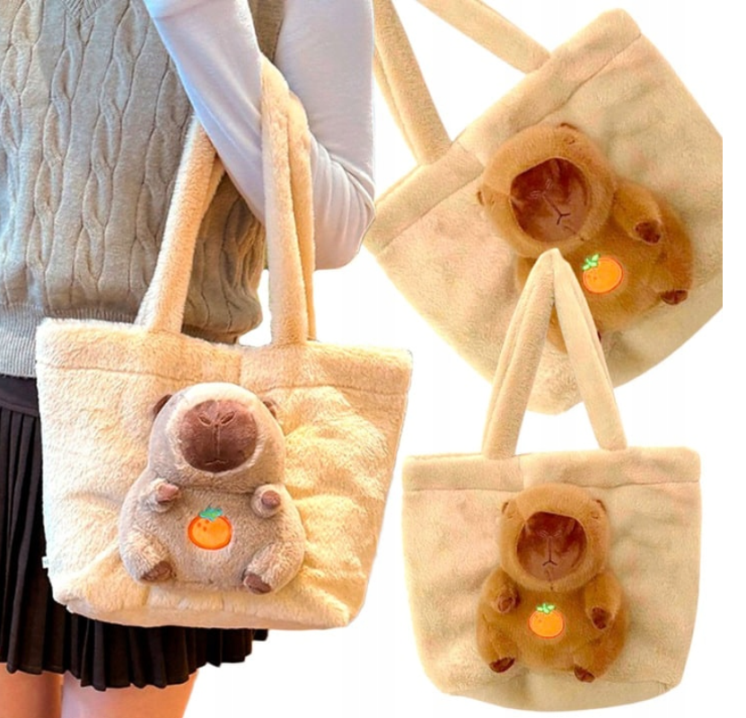 PLUSZOWA TORBA NA RAMIĘ Z KAPIBARĄ MIĘKKA PRZENOŚNA TOREBKA UROCZY PREZENT