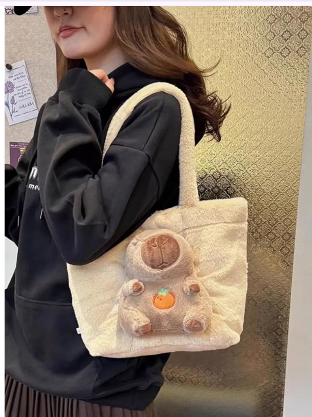 PLUSZOWA TORBA NA RAMIĘ Z KAPIBARĄ MIĘKKA PRZENOŚNA TOREBKA UROCZY PREZENT