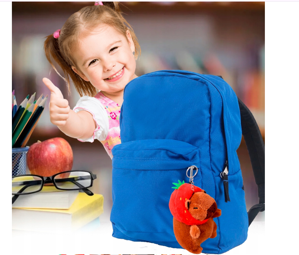 MASKOTKA KAPIBARA PLUSZAK KAPIBARA Z CZAPKĄ TRUSKAWKĄ BRELOCZEK DO KLUCZY