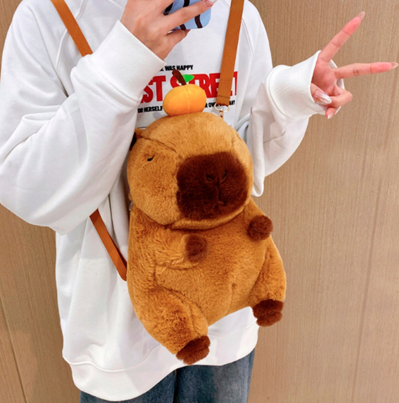 KAPIBARA PLUSZOWY PLECAK DO PRZEDSZKOLA TORBA Z KAPIBARĄ MASKOTKA PLECACZEK