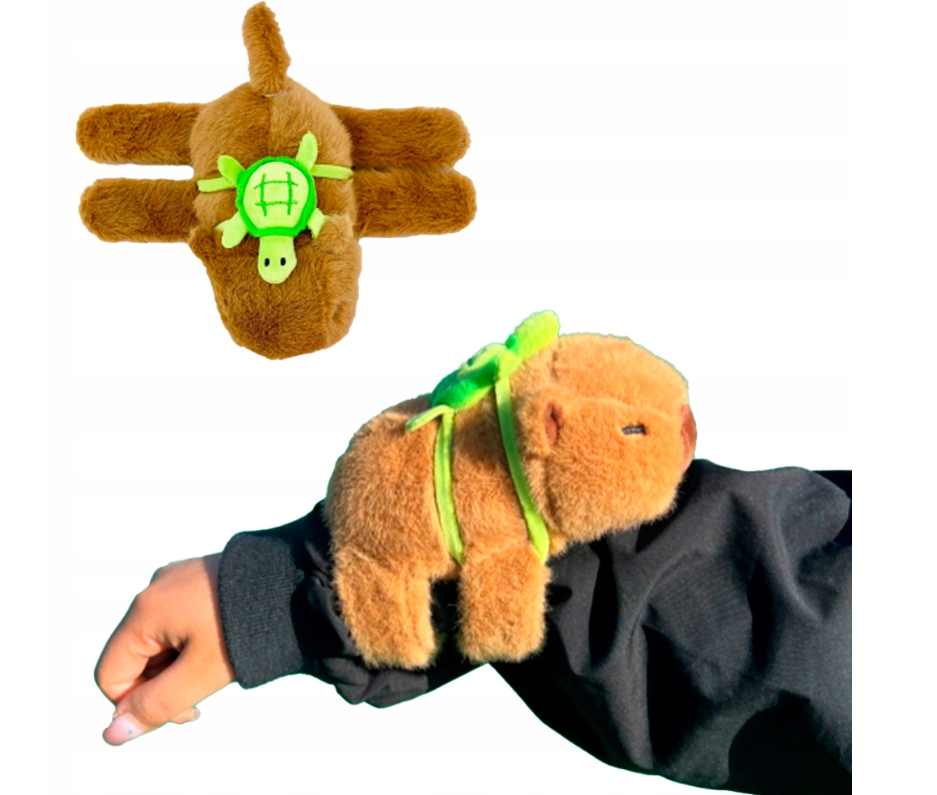 PLUSZAK KAPIBARA NA RĘKĘ Z PLECAKIEM ZABAWKA OPASKA MASKOTKA MIĘKKA PREZENT