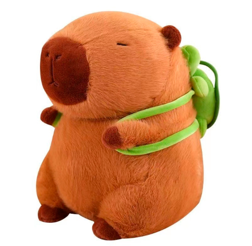 KAPIBARA MASKOTKA DUŻY PLUSZAK Z PLECAKIEM ŻÓŁWIA 25CM 2W1 MISIEK + BRELOK