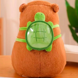 KAPIBARA MASKOTKA DUŻY PLUSZAK Z PLECAKIEM ŻÓŁWIA 25CM 2W1 MISIEK + BRELOK