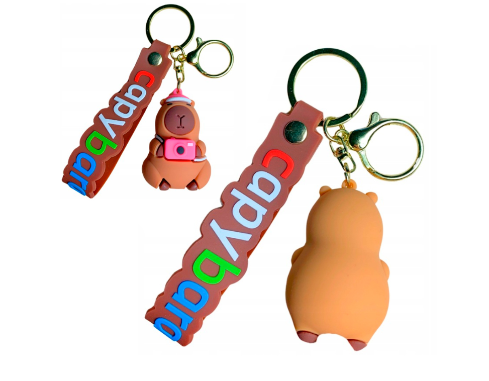 KAPIBARA MASKOTKA DUŻY PLUSZAK Z PLECAKIEM ŻÓŁWIA 25CM 2W1 MISIEK + BRELOK