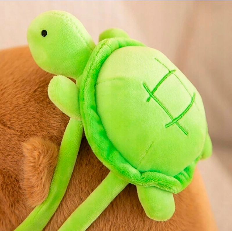 KAPIBARA MASKOTKA DUŻY PLUSZAK Z PLECAKIEM ŻÓŁWIA 25CM 2W1 MISIEK + BRELOK