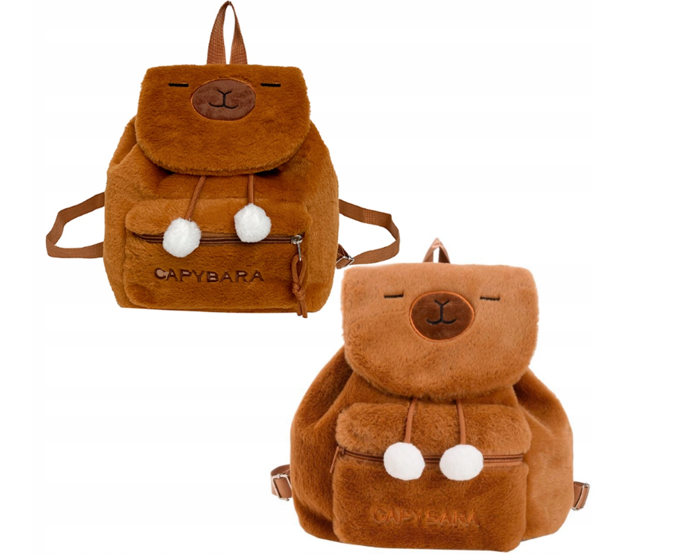 PLECACZEK PLECAK PLUSZOWY KAPIBARA MIĘKKI PLUSZOWA TORBA BRĄZOWY KAPIBARA