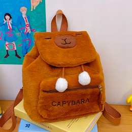 PLECACZEK PLECAK PLUSZOWY KAPIBARA MIĘKKI PLUSZOWA TORBA BRĄZOWY KAPIBARA
