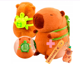 ZABAWKA KAPIBARA Z PLECAKIEM PLUSZOWA 45 CM Z PLUSZOWYM ŻÓŁWIEM PLUSZAK