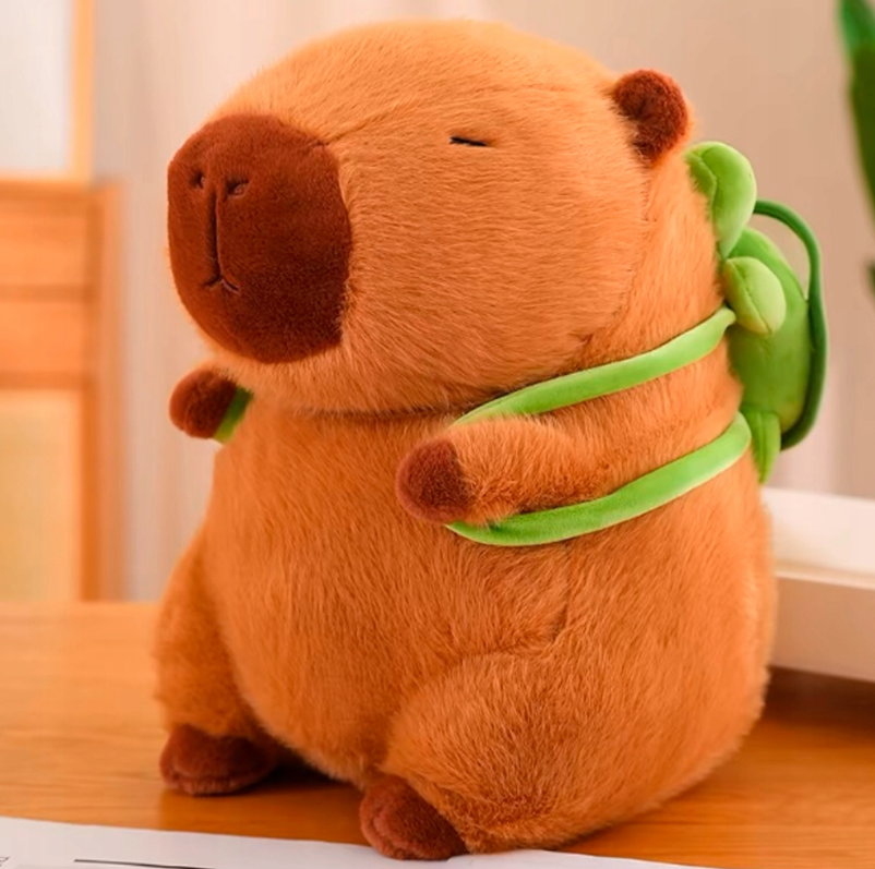 Zabawka kapibara z plecakiem pluszowa 25 cm z pluszowym żółwiem pluszak