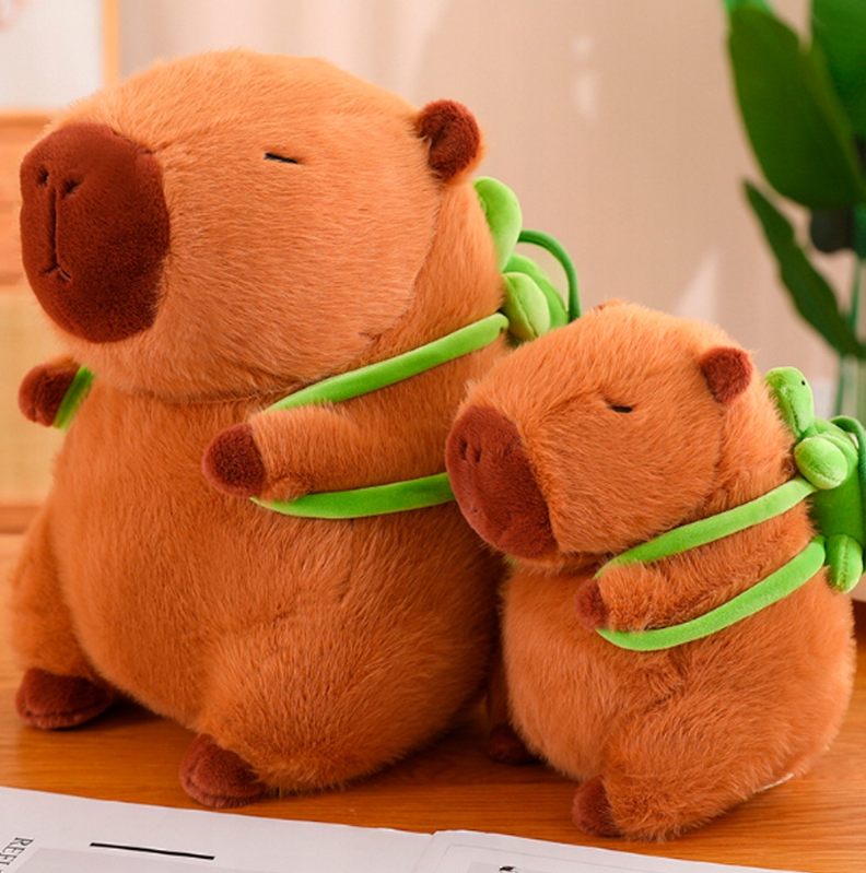 Zabawka kapibara z plecakiem pluszowa 25 cm z pluszowym żółwiem pluszak