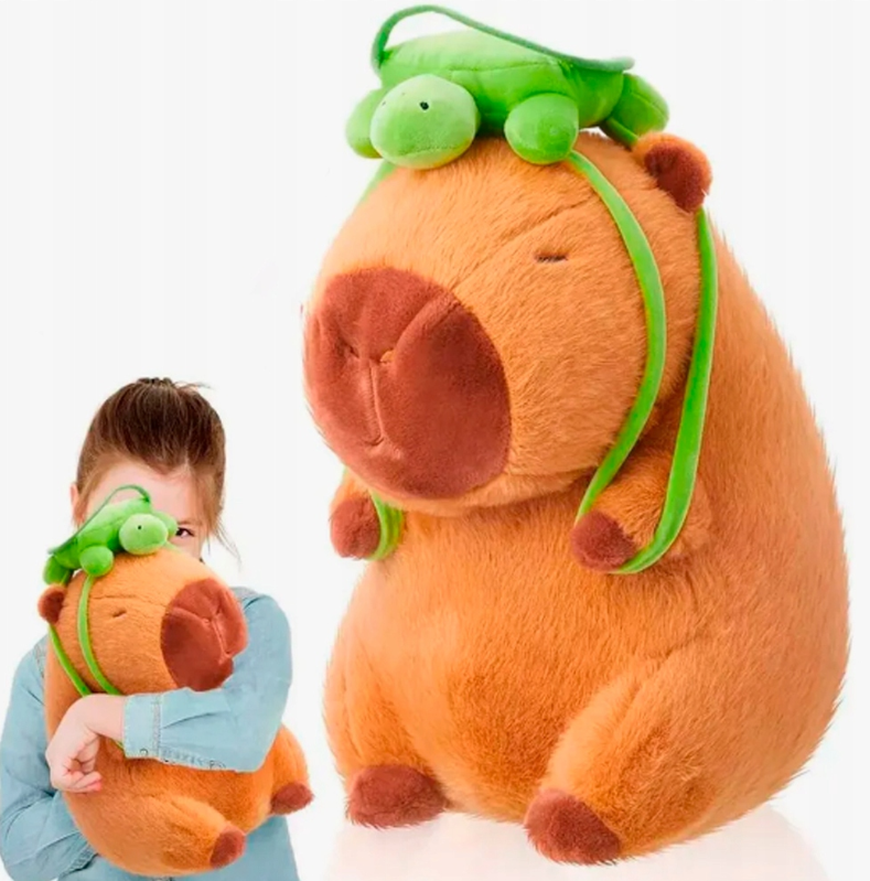 Zabawka kapibara z plecakiem pluszowa 25 cm z pluszowym żółwiem pluszak