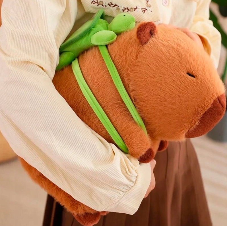 Zabawka kapibara z plecakiem pluszowa 25 cm z pluszowym żółwiem pluszak