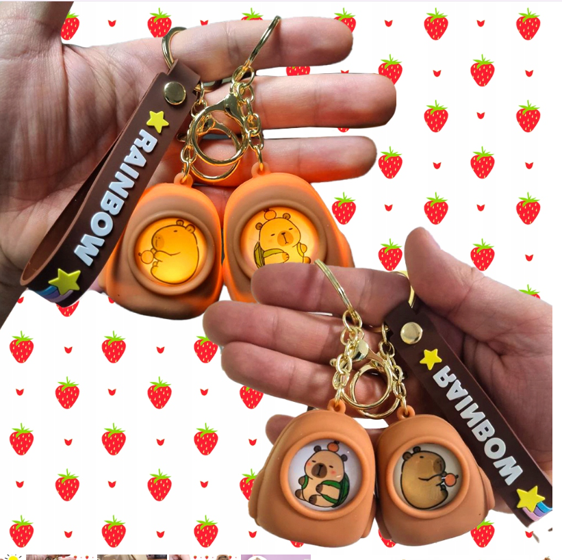 BRELOCZEK ŚWIECĄCY PLECAK GUMOWY MASKOTKA BRELOCZEK KAPIBARA 5 CM BRELOK