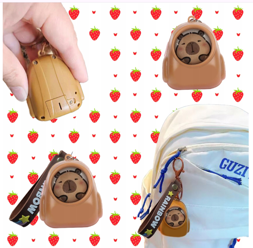 BRELOCZEK ŚWIECĄCY PLECAK GUMOWY MASKOTKA BRELOCZEK KAPIBARA 5 CM BRELOK