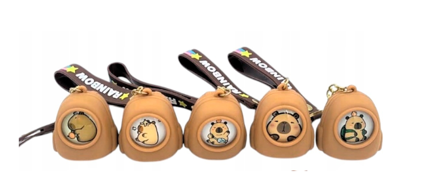BRELOCZEK ŚWIECĄCY PLECAK GUMOWY MASKOTKA BRELOCZEK KAPIBARA 5 CM BRELOK