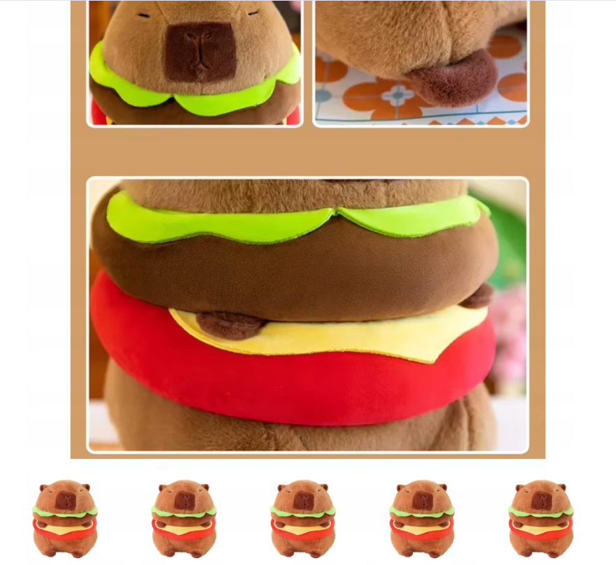 KAPIBARA BURGER PLUSZOWA SŁODKA ZABAWKA MIĘKKA PODUSZKA DLA DZIECKA PREZENT