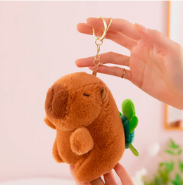 MASKOTKA PLUSZOWA PLUSZAK KAPIBARA Z MECHANIZMEM NAKRĘCAJĄCYM BRELOK 12 CM