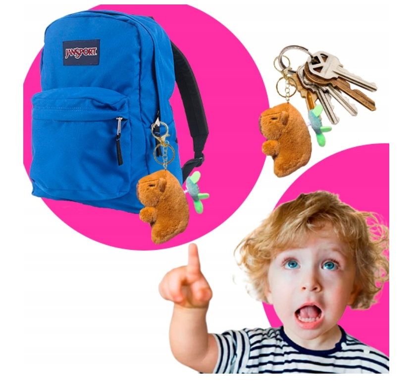 MASKOTKA PLUSZOWA PLUSZAK KAPIBARA Z MECHANIZMEM NAKRĘCAJĄCYM BRELOK 12 CM