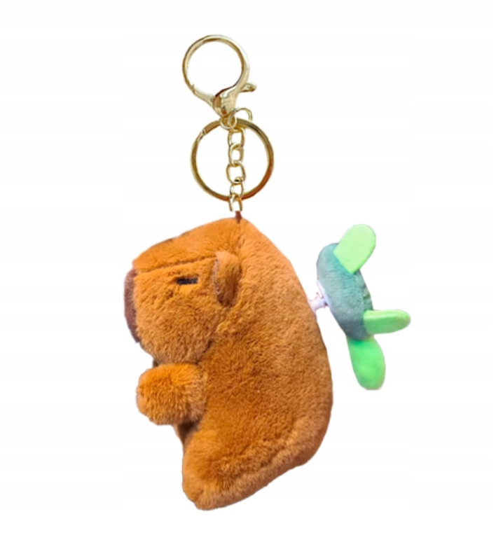 MASKOTKA PLUSZOWA PLUSZAK KAPIBARA Z MECHANIZMEM NAKRĘCAJĄCYM BRELOK 12 CM