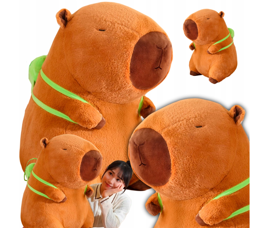 DUŻY MASKOTKA PLUSZOWA PLUSZAK KAPIBARA 80 CM KAPIBARA Z PLECAKIEM PREZENT