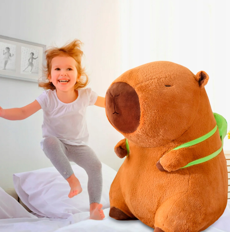 DUŻY MASKOTKA PLUSZOWA PLUSZAK KAPIBARA 80 CM KAPIBARA Z PLECAKIEM PREZENT