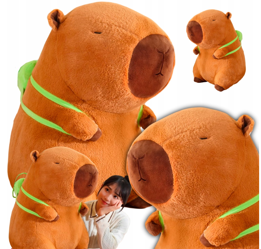 DUŻY MASKOTKA PLUSZOWA PLUSZAK KAPIBARA 100 CM KAPIBARA Z PLECAKIEM PREZENT