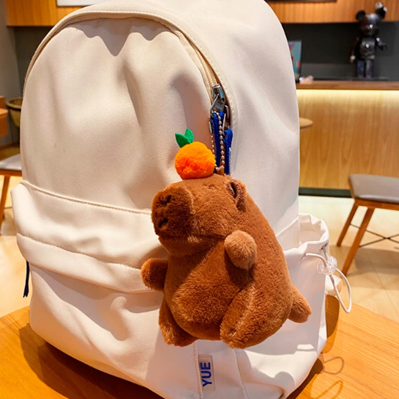 MASKOTKA PLUSZOWA PLUSZAK KAPIBARA Z MECHANIZMEM NAKRĘCAJĄCYM BRELOK 12 CM