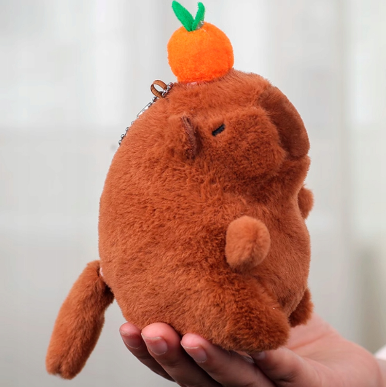 MASKOTKA PLUSZOWA PLUSZAK KAPIBARA Z MECHANIZMEM NAKRĘCAJĄCYM BRELOK 12 CM