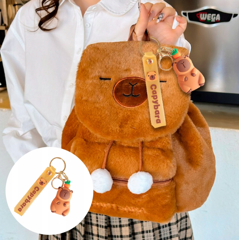 PLECAK PLUSZOWY PLECACZEK CAPYBARA + BRELOK KAPIBARA DO WYBORU NA PREZENT