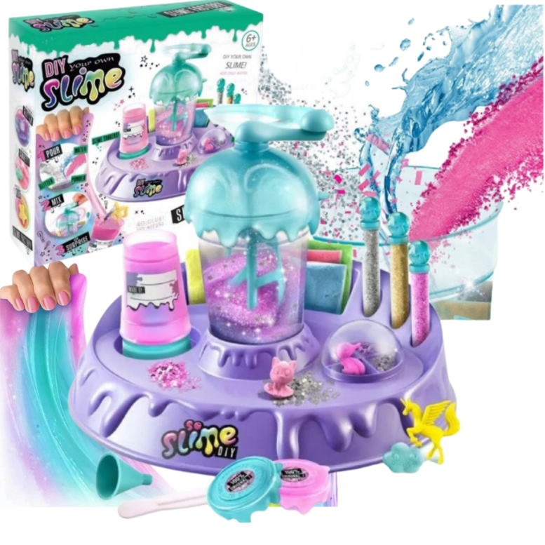 ZESTAW KREATYWNY DIY SLIME FACTORY – mikser + brokaty + formy