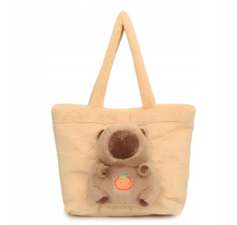 TOREBKA KAPIBARA NA RAMIĘ PLUSZOWA PRZENOŚNA TOREBKA + BRELOK NA PREZENT